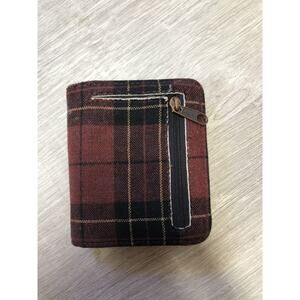 Pendleton Brodie Red Black Plaid Snap Wallet Wool Leather Talon Zip